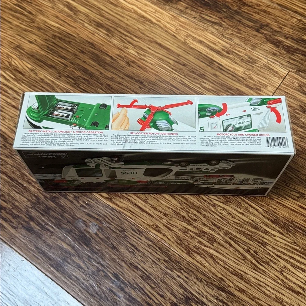 Vintage Hess 2001 Helicopter with Motorcycle and Cruiser collectible new in box